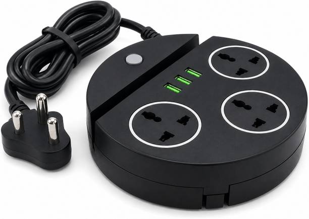 BEBLOOM Power Extension Cord Heavy Duty Spike Guard With Individual Switche & 3 USB Port 3  Socket Extension Boards