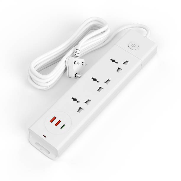 XBEY 2 Meter Wired Power Strip with USB Type–C I Extension Cord with Surge Protection 3  Socket Extension Boards