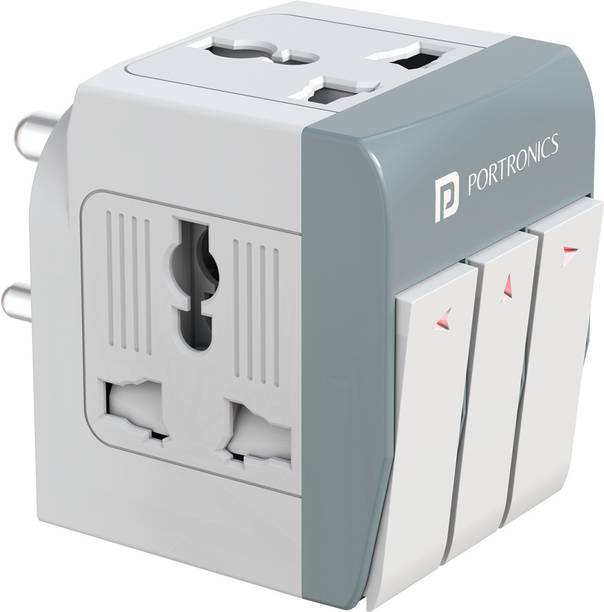 Portronics Swix Multi Plug Adapter, 3 Pin Universal Socket, Individual Switch, 5A Power 3  Socket Extension Boards