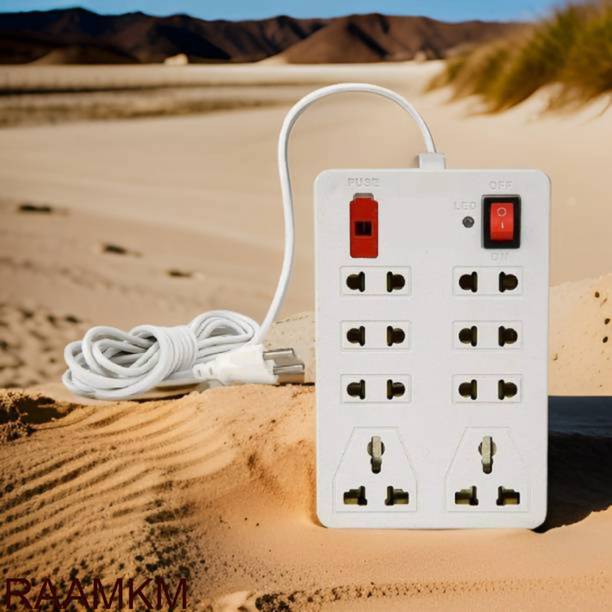 RAAMKM CD_L_1041_Multi Plug Power Extension Board Cord 2m Long Wire 8 Socket 8  Socket Extension Boards