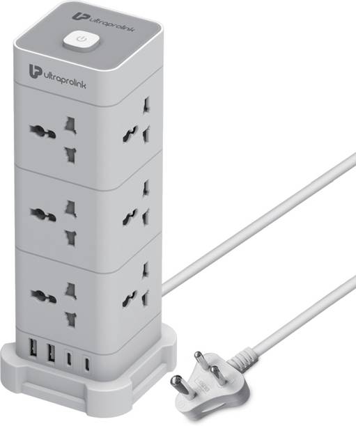 Ultraprolink UM1190U Power Tower Surge Protector with |2 USB-A ports|2 USB Type C Port 12  Socket Extension Boards