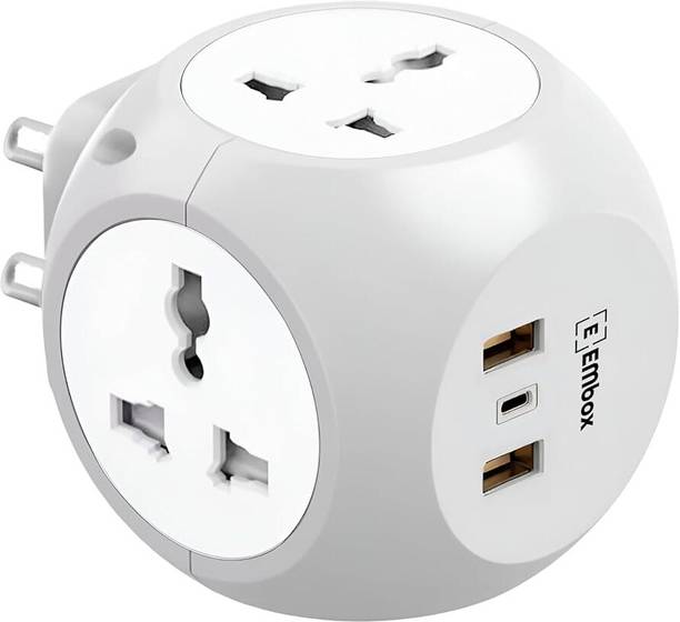 एम्बॉक्स Multi Plug Universal Socket 10 A with 1 Type C Port and 2 USB Ports (cordless) 4 सॉकेट सर्ज रक्षक