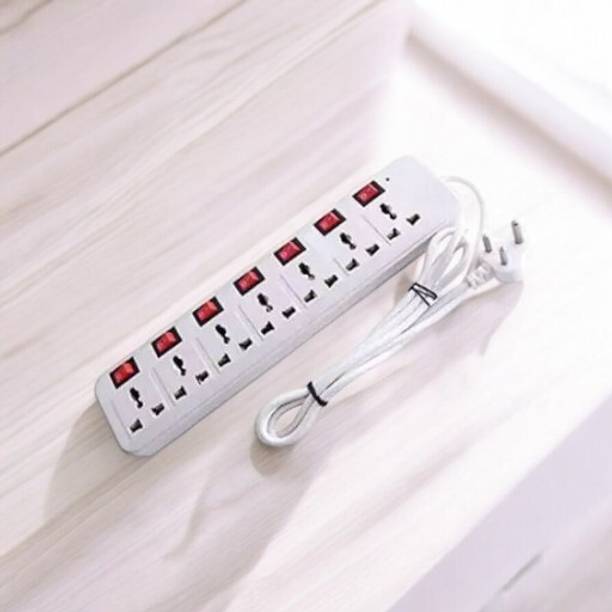 D-DEVOX 7 shoket plus 7 Switch 6AMP Capacity(White) 7 Socket Extension Boards 7  Socket Extension Boards