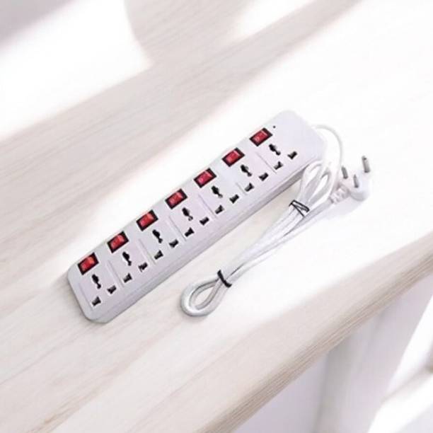 D-DEVOX 7 shoket plus 7 Switch 6AMP Capacity(White) 7 Socket Extension Boards 7  Socket Extension Boards