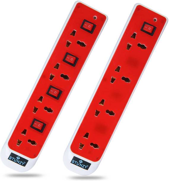 stunzy 4+1 & 4+4 SURGE PROTECTOR/POWER STRIP/EXTENSION CORD/ELECTRIC BOARD (PACK OF 2) 4  Socket Extension Boards