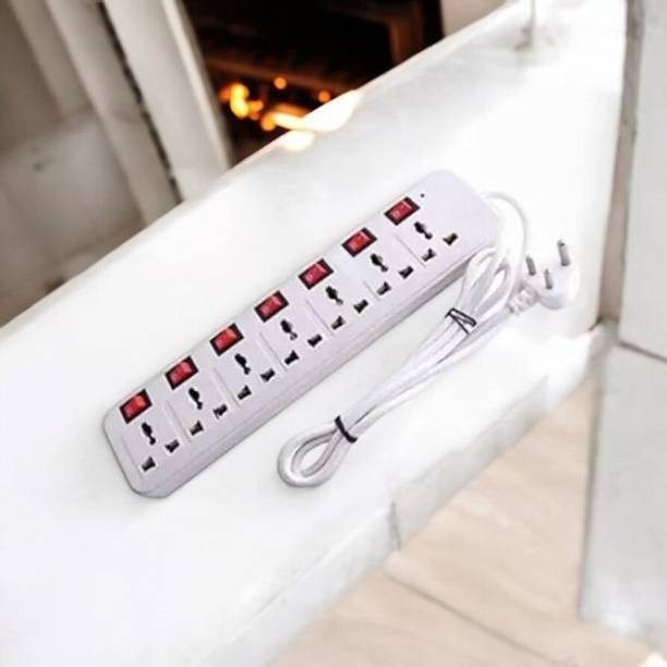 D-DEVOX 7 shoket plus 7 Switch 6AMP Capacity(White) 7 Socket Extension Boards 7  Socket Extension Boards