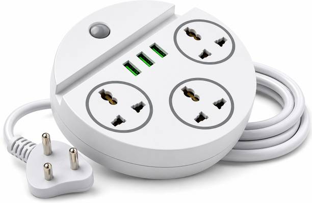 NIBBIN Multi Plug Extension Coard with Mobile Holder and 3 USB Ports 3  Socket Extension Boards