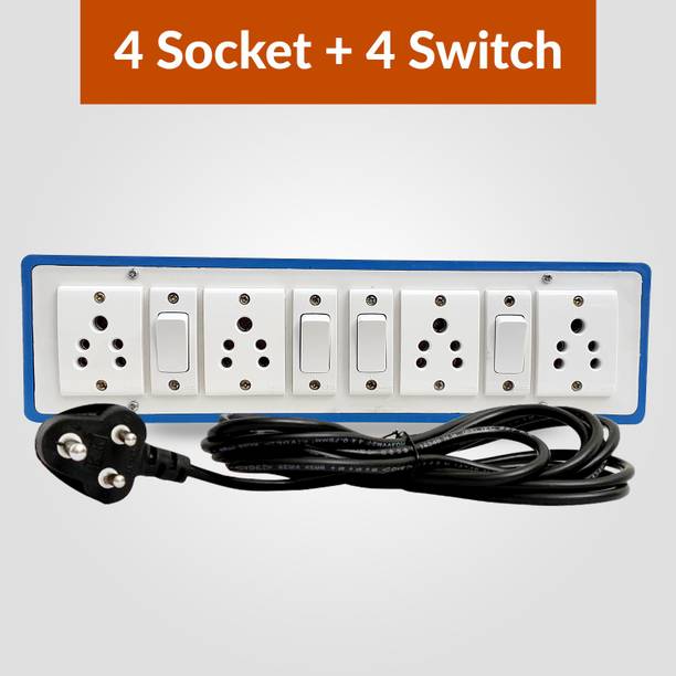 Heptix Extension Board 6 Socket & 2 Switch Board with 3 Yard wire 4  Socket Extension Boards