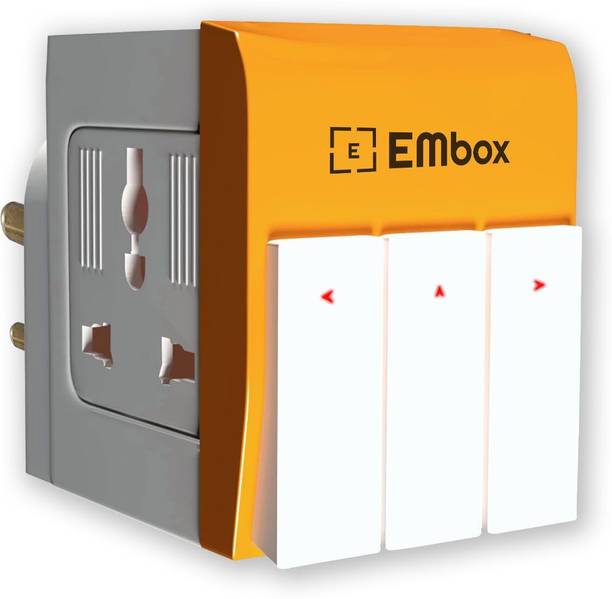 EMBox 3 Pin Multi Plug Socket-Universal Travel Adapter with Individual Switch Safety 3  Socket Extension Boards