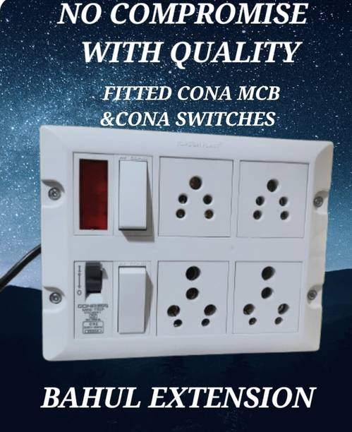 BAHUL Multioutlet extension board FITTED CONA MCB&CONA SWITCHES 4  Socket Extension Boards