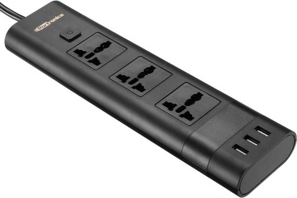 Portronics Power Plate II three 5A Electrical Universal Sockets and 3 USB Ports 4  Socket Extension Boards