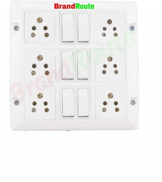 BrandRoute Modular 2 Switches Wall Mount Assembled 6  Socket Extension Boards