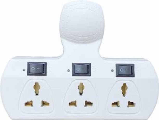 RGK ABS Moulding 3+3 Multi Plug Extension Board Switch with Individual Switches, LED Indicators and cordless 6 Amp (White) 6 A Three Pin Socket