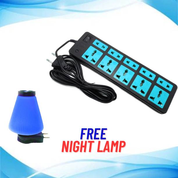 Sanhan ELECTRIC BOARD MULTI PLUG 10 socket 3m with 2 pin night lamp 10  Socket Extension Boards