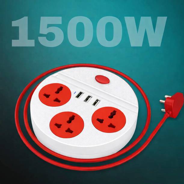 Dyzo Multi-Function Extension Board with 3 Power Outlets, 3 USB Slots & Phone Holder 3 Socket Extension Boards