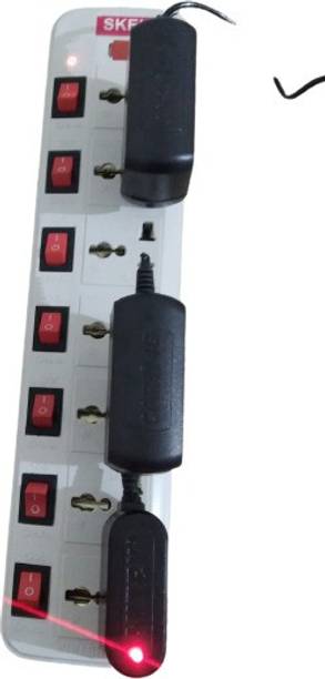 Skeisy i 7 Socket Extension Cord With Individual Switches FUSE Led Indicator (White,3m 7  Socket Extension Boards