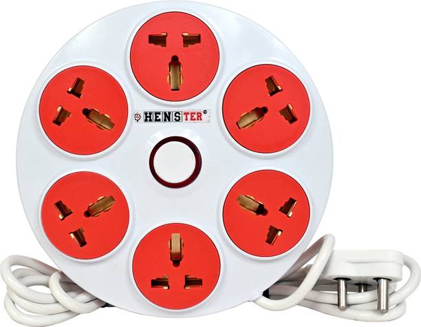 HENSTER Round Shape 6 Multi Plug 1500W EXTENTION CORD 6  Socket Extension Boards