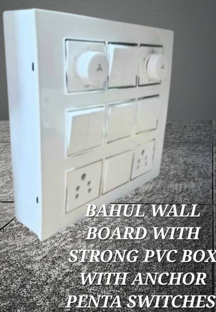 BAHUL SHOCKPROOF WALL MOUNT BOARD WITH ANCHOR PENTA SWITCHES 2  Socket Extension Boards