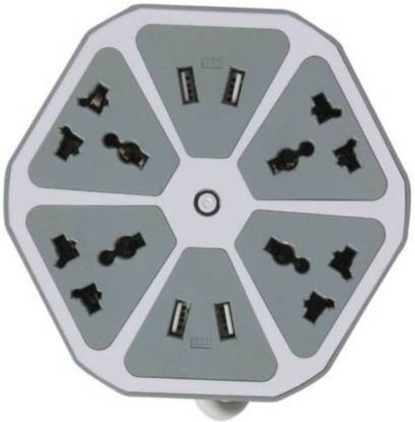 UMORK Hexagon Socket with USB Charger, 4-Outlet with 4-USB Power Socket Extension Board with Cord 4  Socket Extension Boards