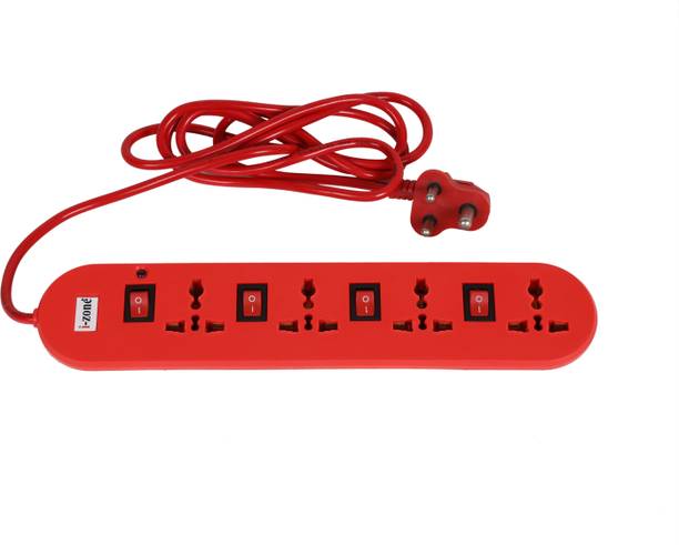 Elegant Casa Elegant Casa Red 4 Universal Brass Socket 4 Switch 6AMP 240Volt Extension Board. 4  Socket Extension Boards