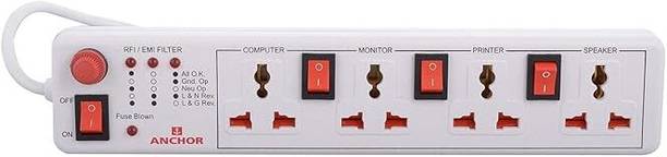 Anchor By Panasonic anchor 22568 spike guard with 4 switch +4 socket+3 pin 1.5 meter, 4  Socket Extension Boards