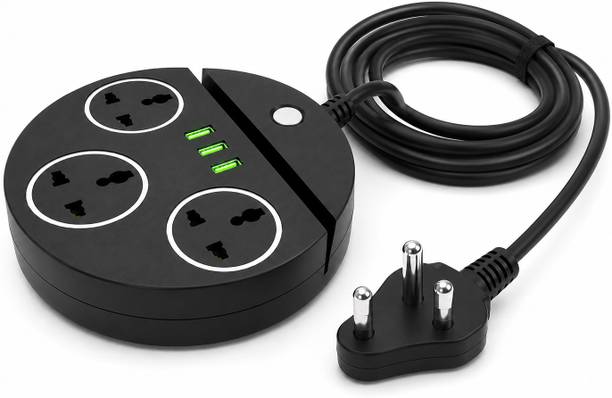 VBR's Group Power Extension Cord 2 Meter Multi Plug 1500W Extension Switch with USB Ports 3  Socket Extension Boards