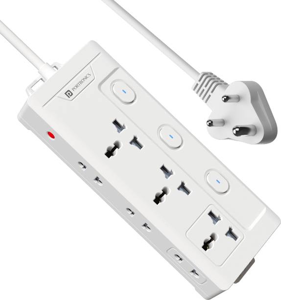 Portronics Power Plate 10 Pro, 2500W 6-in-1 Power Extender, 2M Cord & Individual Switches 6  Socket Extension Boards