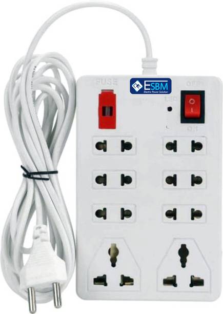 ESBM 8+1 Mini Extension Cord/Board ,2.5 Meter Cord Wire 8  Socket Extension Boards