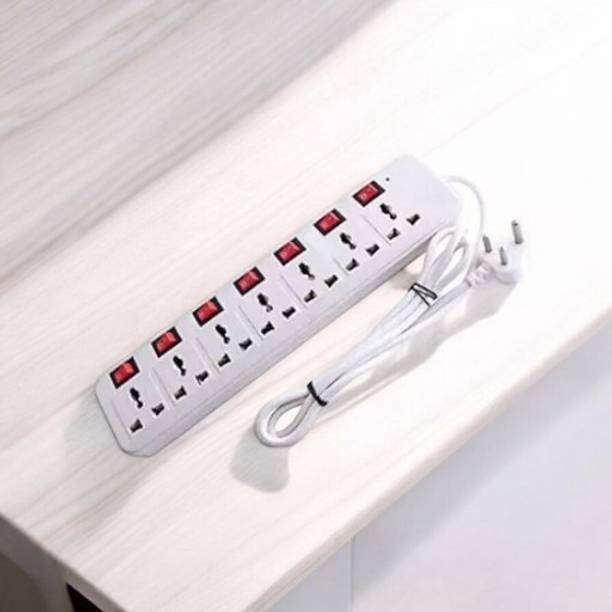 D-DEVOX 7 shoket plus 7 Switch 6AMP Capacity(White) 7 Socket Extension Boards 7  Socket Extension Boards