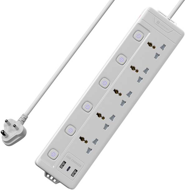 Portronics Power Plate 20 Multi Plug, 5 Sockets, 20W Type-C, 2 USB Ports, 3m Cord 5  Socket Extension Boards