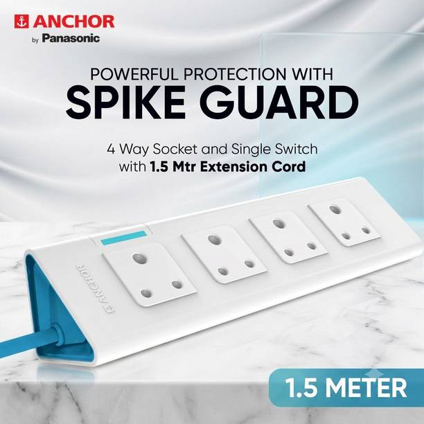 ANCHOR Powerful Spike & Surge Protection & Ergonomic Tri-Shape Design 4  Socket Extension Boards