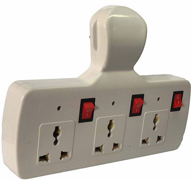 TOOLART 3+3 Multiplug 3 Socket Extension Boards (White, Wireless) hD 3  Socket Extension Boards