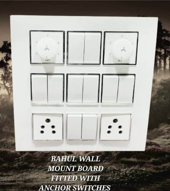 BAHUL Wall BOARD FITTED WITH ANCHOR SWITCHES WITH CONECTION WIRE ONLY 2  Socket Extension Boards