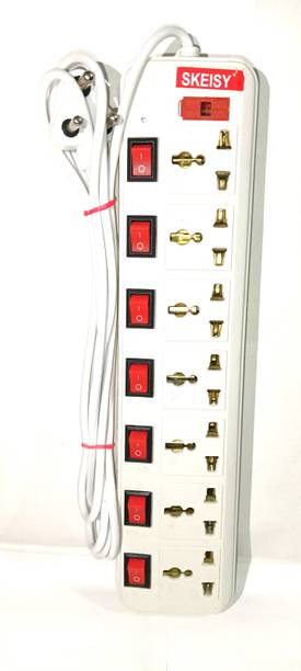 Skeisy Extension Board, 7+7 Sockets, LED Indicator & 3 Mtr 6 AMPTELEVISION, COMPUTER, 7  Socket Extension Boards