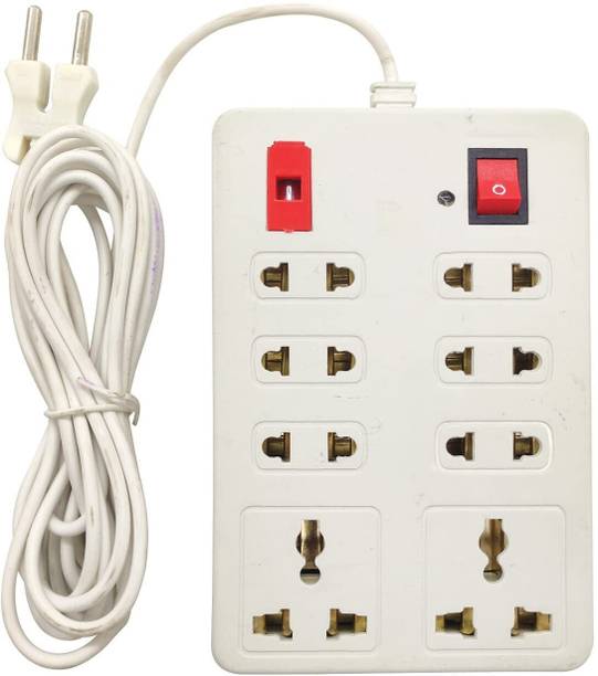 FLANKER FLANKER 8 Plug Point Light Extension 8 Socket Extension Boards (White) 8  Socket Extension Boards