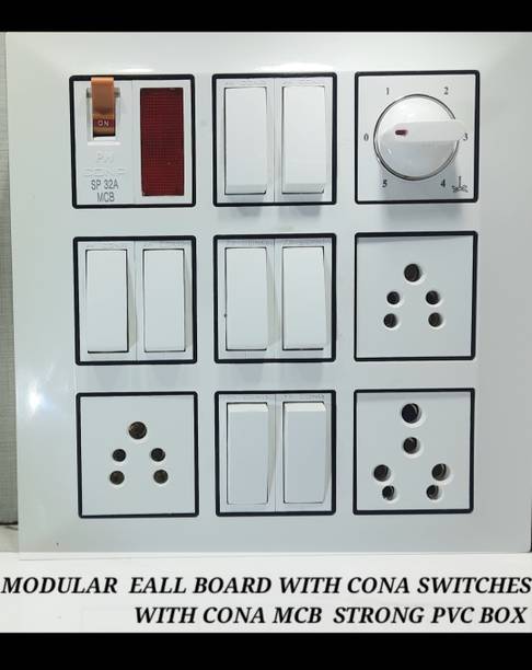BAHUL Modular board with CONA MCB CONA SWITCHES 3  Socket Extension Boards
