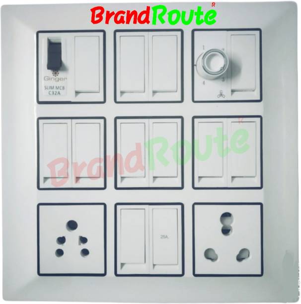 BrandRoute Modular Switch Socket Board Wall Mount Assembled 2  Socket Extension Boards