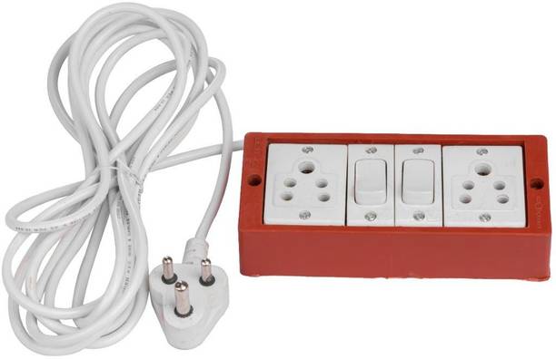 MFIO Duhan Portable Plastic Electric With LED Indicator 6 AMP 240 V 2  Socket Extension Boards