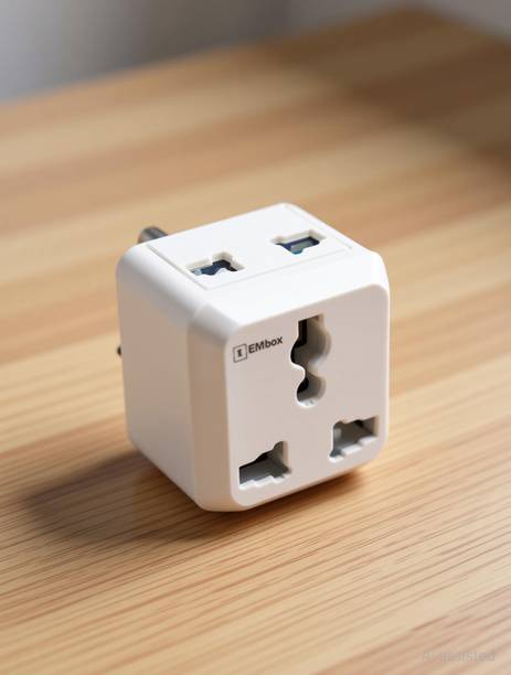 EMBox 2 Pin Multi Plug Socket Pack of 2 Type D for Computer Laptop Phone Camera 6A 2  Socket Extension Boards