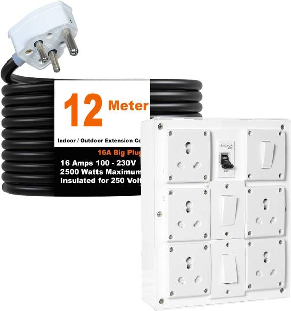 JELECTRICALS Power Extension Cord 6A/16A Universal Sock...