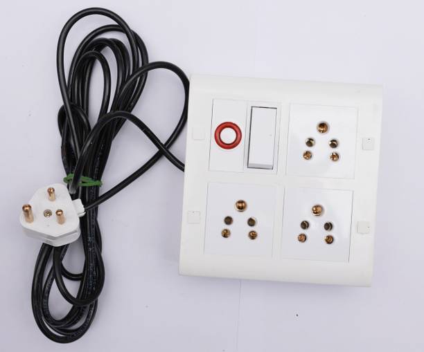 cromium 8 modular 3 shocket 1 switch 1 indicator 5 Miter wire 4X 3  Socket Extension Boards