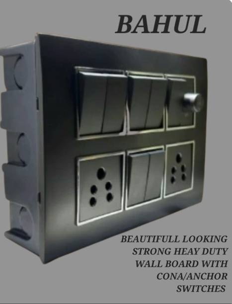 BAHUL Modular Wall Switch Board Pre Wired PVC Plate with Socket Regulator 2  Socket Extension Boards