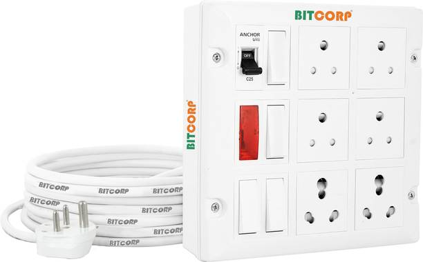 BITCORP 4MM-18Mod-6+4-MultiSoc+MCB-25ATop-8M 6  Socket Extension Boards