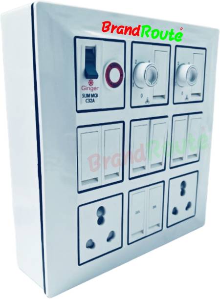 BrandRoute 18 Modular Sheet Board Switch Socket Wall Mount Assembled 2 Socket Extension Boards