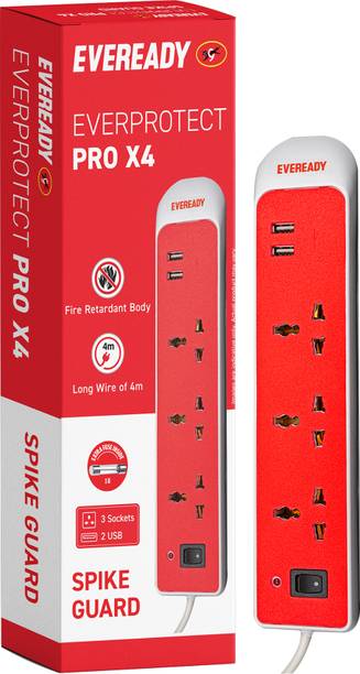 EVEREADY Everprotect Pro Spike Guard - X4 (4 meter) 3  Socket Extension Boards