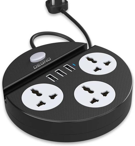 DEGNO Heavy Duty Power Plate 2500W with 3 USB Charging Ports & Mobile Holder 6  Socket Extension Boards