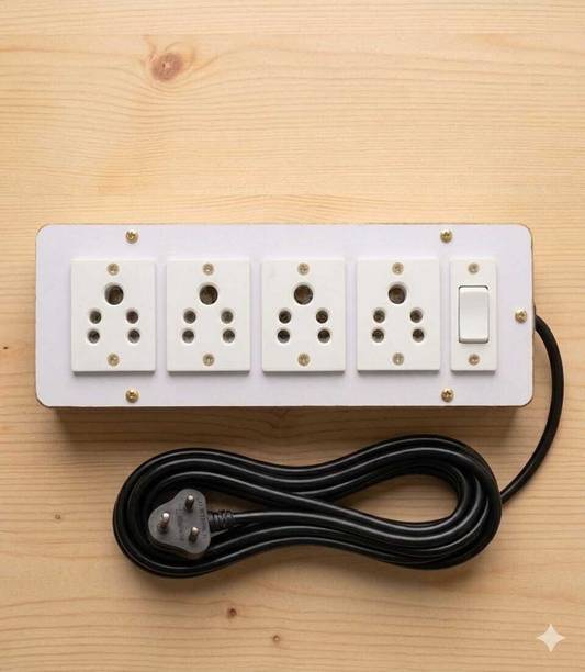 KHOPALA Dual Socket Electrical Power Strip with Independent Switches-Long Flexible Cord 4 Socket Extension Boards