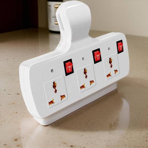 TOOLART 3+3 Multiplug 3 Socket Extension Boards (White, Wireless) gA 3  Socket Extension Boards