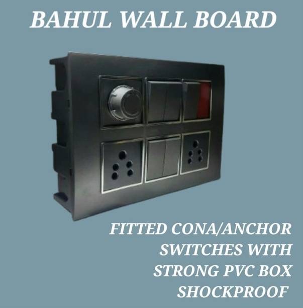 BAHUL Modular Wall Switch Board Pre Wired PVC Plate with Socket Regulator 2  Socket Extension Boards