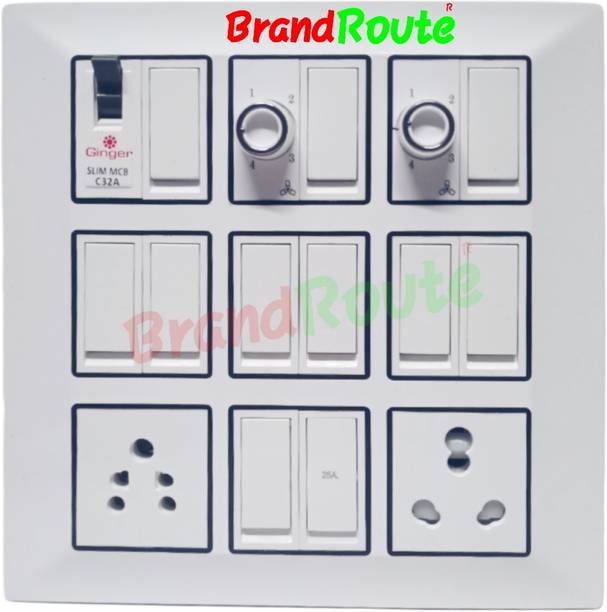 BrandRoute 18 Modular Switch Socket Board Regulator MCB Wall Mount Assembled 2  Socket Extension Boards